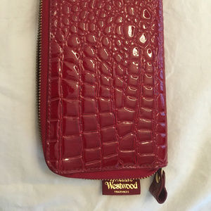 Vivienne Westwood red patent croc zip-round wallet
